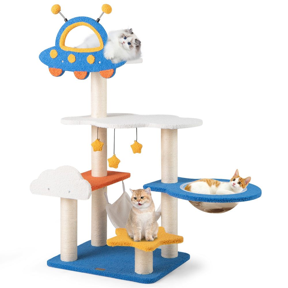 49 Inches Tall Cat Tree with UFO Top Perch Space Capsule and Sisal Scratching