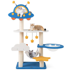 49 Inches Tall Cat Tree with UFO Top Perch Space Capsule and Sisal Scratching - view 4