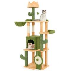 63 Inch Cactus Cat Tree with Sisal Scratching Posts and Board for Indoor Cats - view 4
