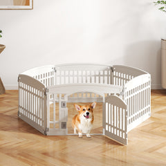 6-Panel Plastic Dog Playpen 24 Inch Indoor Outdoor Pet Fence with Locking Door - view 3