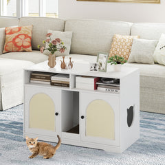 43 Inches Cat Litter Box Enclosure with Storage and Double Rooms Cat House - view 2