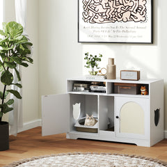 43 Inches Cat Litter Box Enclosure with Storage and Double Rooms Cat House - view 3