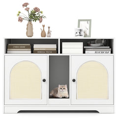 43 Inches Cat Litter Box Enclosure with Storage and Double Rooms Cat House - view 4