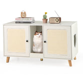 43 Inches Cat Litter Box Enclosure with Double Rooms and 2 Sisal Scratching