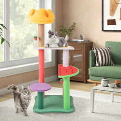 45 Inch Multi-Level Cat Tree with Plush Padded Top Perch and Fruit-Shaped - view 3
