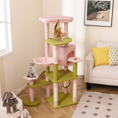 58 Inch Tall Multi-Level Cat Tree Aesthetic Floral Kitten Tower - view 3