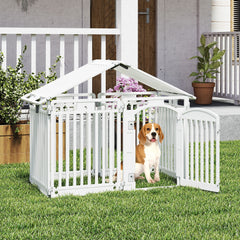 8-Panel Tall Plastic Dog Fence Indoor Outdoor Puppy Pen with Locking Door Pet - view 2