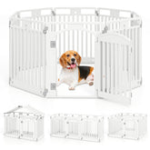 8-Panel Tall Plastic Dog Fence Indoor Outdoor Puppy Pen with Locking Door Pet
