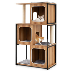 Modern Cat Tree Cat House with Metal Frame and Scratching Posts - view 4