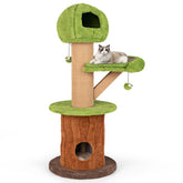 Mushroom Cat Tree for Indoor Cats with 2 Cute Condos Plush Perch and Teasing