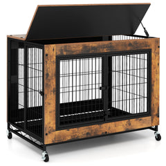 Industrial Dog Kennel with Flip-up Top 3 Lockable Doors and Removable Tray