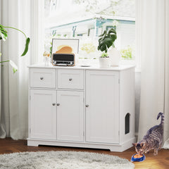 Cat Litter Box Enclosure with 2 Drawers and 3 Doors for Kittens and Adult Cats - view 2