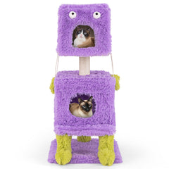 Cute Monster-Themed Cat Tower with 2 Private Condos for Small Place Cat Tree