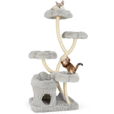 Freestanding Cat Tower with four Flower-shaped Platforms and Sisal Scratching