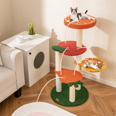 Multi-level Cat Tree Pet Activity Center with Fruit-shaped Platforms-Red - view 2