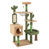59 Inch Multilevel Cactus Cat Tree with Scratching Posts Cando Toy and Rope