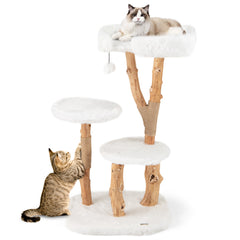 44 Inch Solid Wood Cat Tree with Perch and Natural Jute Scratching Posts - view 4