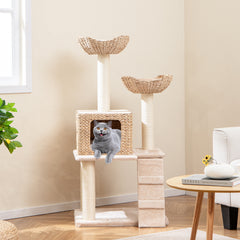 48 Inch Cattail Cat Tower with Sisal Scratching Posts Perch and Condo Cat Tree - view 2