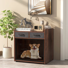 Dog Crate Furniture Indoor Dog Cage with 2 Fabric Drawers End Table Dog Kennel - view 3