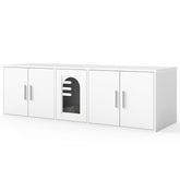 Cat Litter Box Enclosure for 2 Cats with Double Rooms and Sisal Scratching Mat