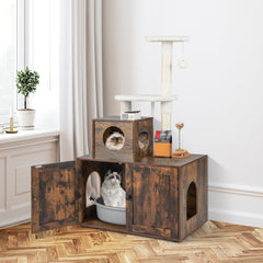 Cat Tree with Litter Box Enclosure with Cat Condo - view 2