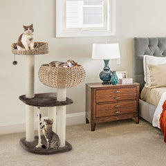 41 Inch Rattan Cat Tree with Napping Perch - view 2