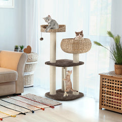 41 Inch Rattan Cat Tree with Napping Perch - view 3