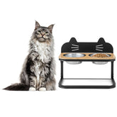 Elevated Pet Feeder with 2 Stainless Steel Bowls for Cats and Small and Medium