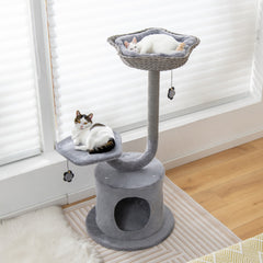 42 Inch Cat Tree with Curved Metal Supporting Frame and Sisal Scratching Board - view 2