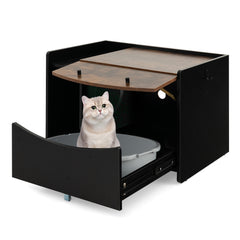 Cat Litter Box Enclosure with Pull-out Drawer Cat House - view 3