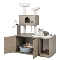 2-in-1 Modern Cat Tower with Litter Box Enclosure for Indoor Cars Cat Tree - view 4