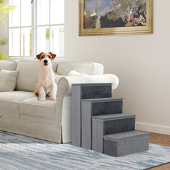 4-Step Dog Stairs Non-slip Foldable Dog Ramp with Adjustable Steps - view 2