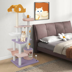 66 Inch Cute Cat Tree Cats Multi-level Tall Cat Tower with Sisal Covered - view 3