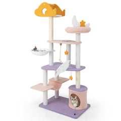 66 Inch Cute Cat Tree Cats Multi-level Tall Cat Tower with Sisal Covered - view 4