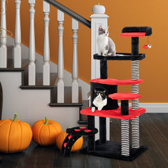 Gothic Cat Tree with Cat Bed Cat Condo and Sisal Scratching Post-Black & Red - view 3