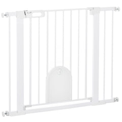 30"-41" Extra Wide Pet Gate Barrier with Small Door, 30"H Dog Gate with Safety