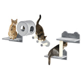 4 PCs 9.3" H Cat Wall Shelves, Pet Wall-mounted Climbing Shelf Set, Kitten