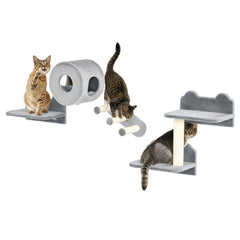4 PCs 9.3" H Cat Wall Shelves, Pet Wall-mounted Climbing Shelf Set, Kitten