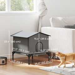 Outdoor Cat House, Waterproof Insulated Cat Kennel with Elevated Base, Foldable - view 2