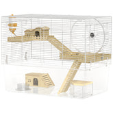 Hamster Cage with Deep Bottom, Wooden Ramp, Hut, Bathroom and Exercise Wheel