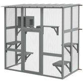 Large Outdoor Catio with Weatherproof Roof, Bridge, Resting Box, Platforms