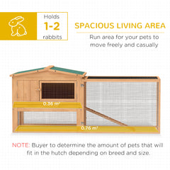 62'' L 2-Story Rabbit Hutch Bunny Cage Small Animal House with Pull Out Tray - view 4