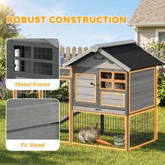 Rabbit Hutch Outdoor, 48"L Large Wooden Bunny Cage with Run - view 3