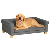 Modern Pet Sofa Cat or Medium Large Dog Bed W/ Removable Seat Cushion, Dark