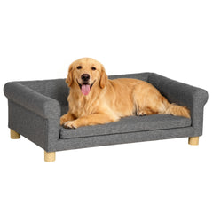 Modern Pet Sofa Cat or Medium Large Dog Bed W/ Removable Seat Cushion, Dark
