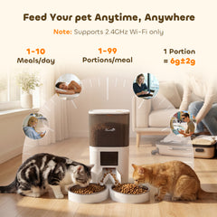 Automatic Cat Feeder for 2 Cats, 2.4G WiFi Pet Food Dispenser 6L APP Control - view 3