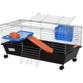 Small Animal Cage, Rolling Bunny Cage, Guinea Pig Cage with Food Dish, Water