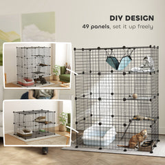 4-Tier DIY Large Cat Cage with Hammock, Platforms, Ramps, Accessories for 1-3 - view 4