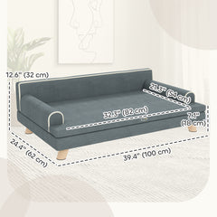 Elevated Dog Sofa Bed, Cat Couch with Cushion, Washable Cover, Wooden Legs - view 2