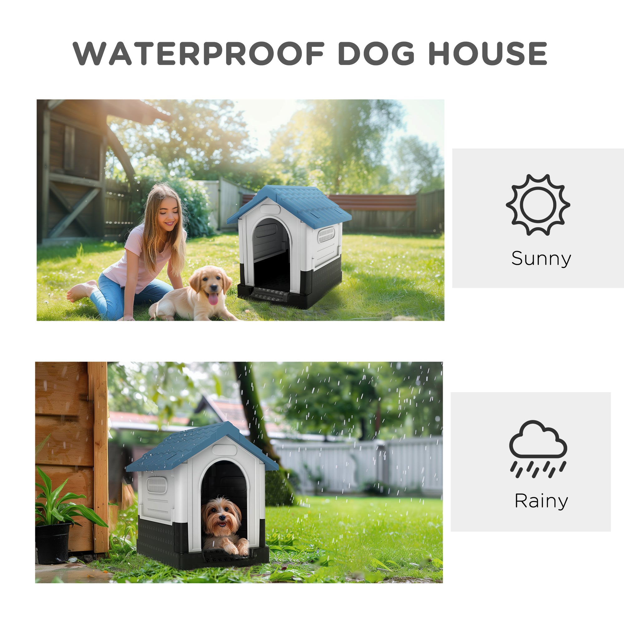 Outside Dog Kennel House with Windows, Base Support, for Garden Patio - view 5
